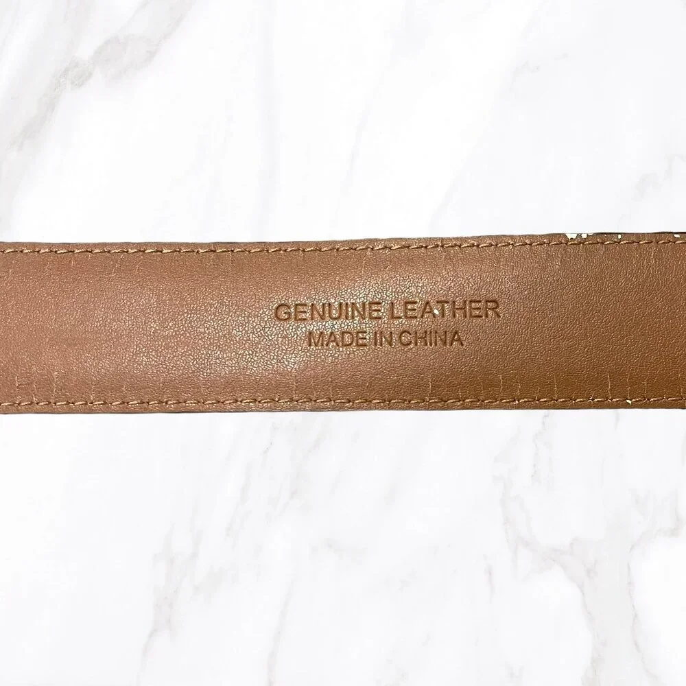 Ralph Lauren Men's Brown 100% Leather Belt‎ Silver Buckle, Size 34